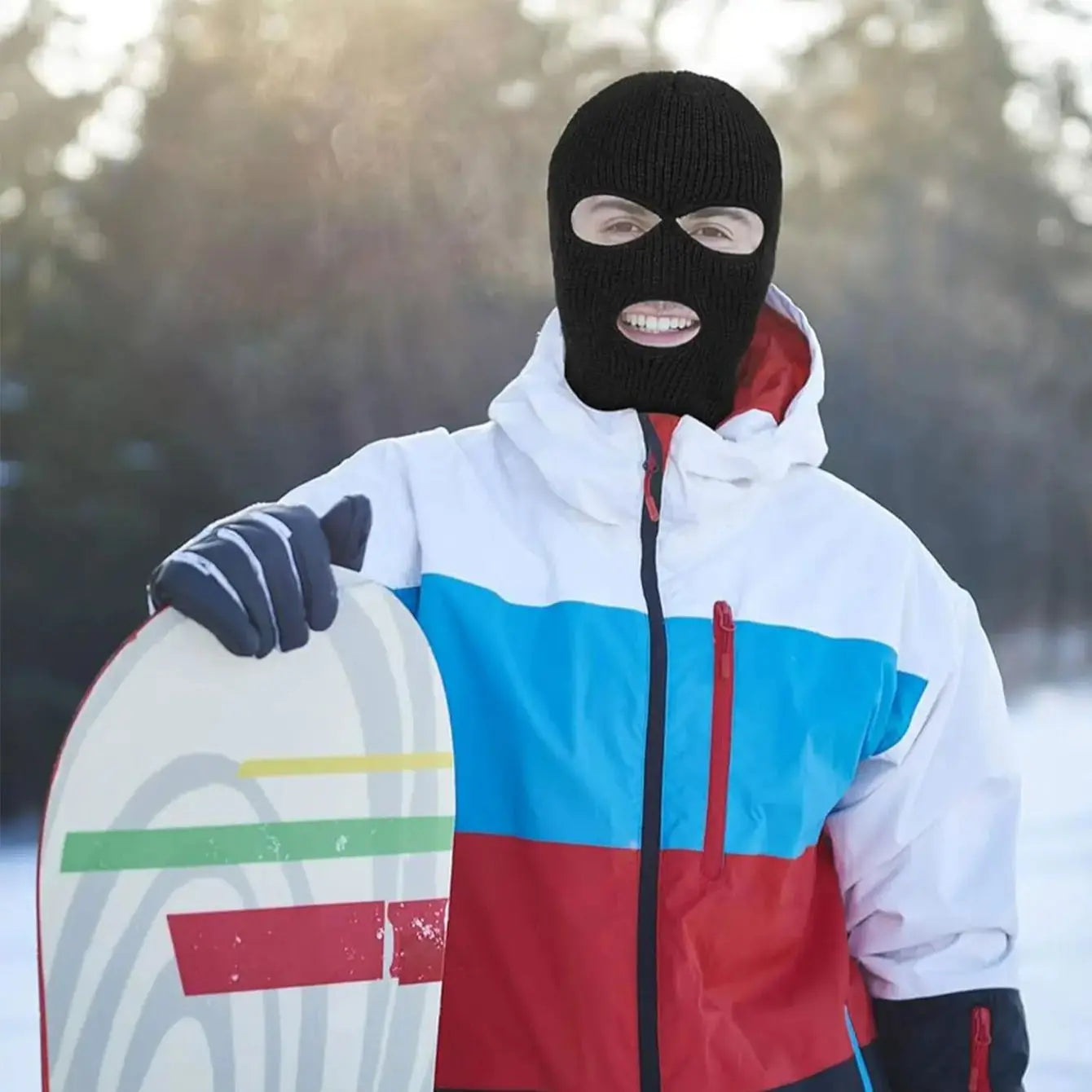 3 Hole Winter Knitted Mask for Warmth Balaclava Hat Suitable for Outdoor Sports Skiing Cycling Full Face Mask