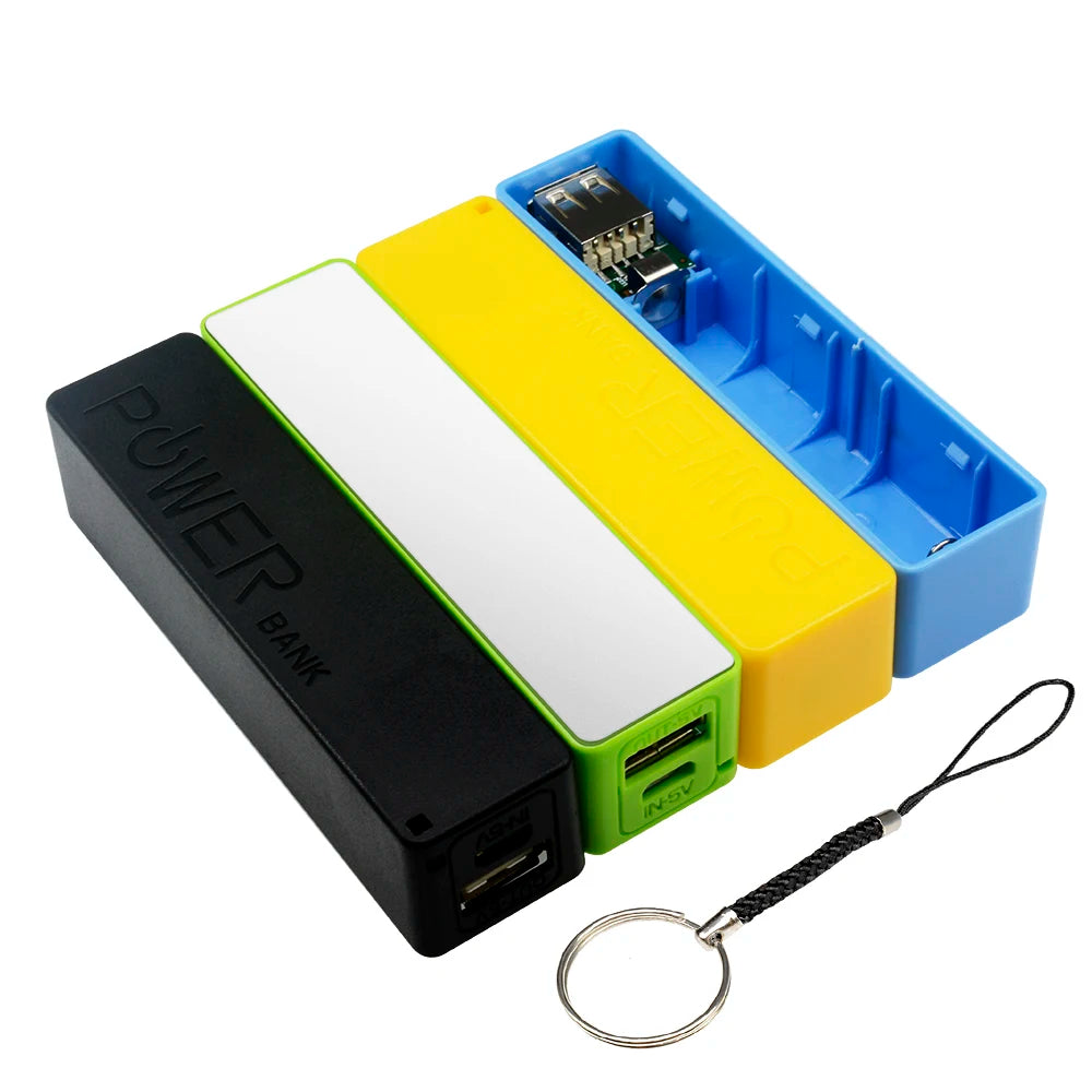 DIY USB Power Bank Case Kit 18650 Battery Charger Box Shell With Key Chain Black White Blue Pink Yellow Green For Arduino