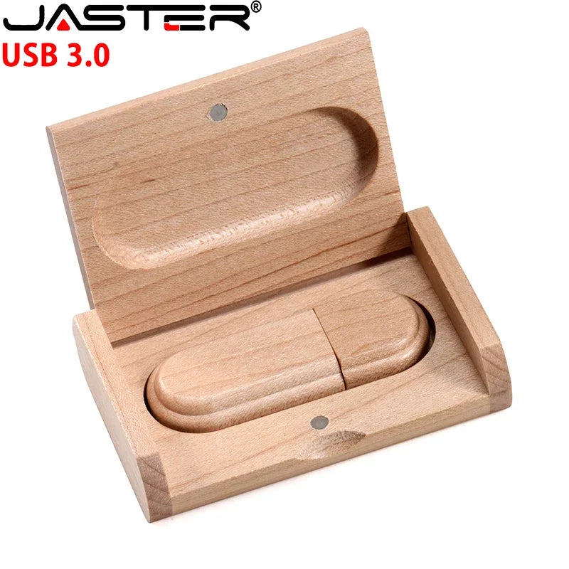 JASTER Wooden USB 3.0 Flash Drives 128GB Free Custom Logo Pen drive 64GB 32GB with Box Memory Stick Creative gift Laptop U disk