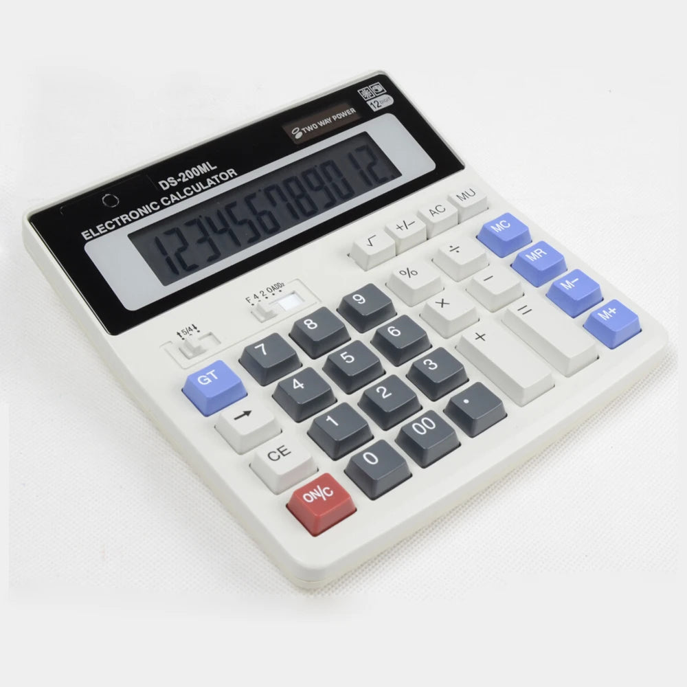 DS-200ML 12 Digits Solar Calculator Dual Power Supply Electronic Calculator Office Supplies For Office School Accounting Tools