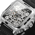 FORSINING Original Square Skeleton Mechanical Man Wristwatches Automatic Movement Field Sports Waterproof Silicone Replica Watch