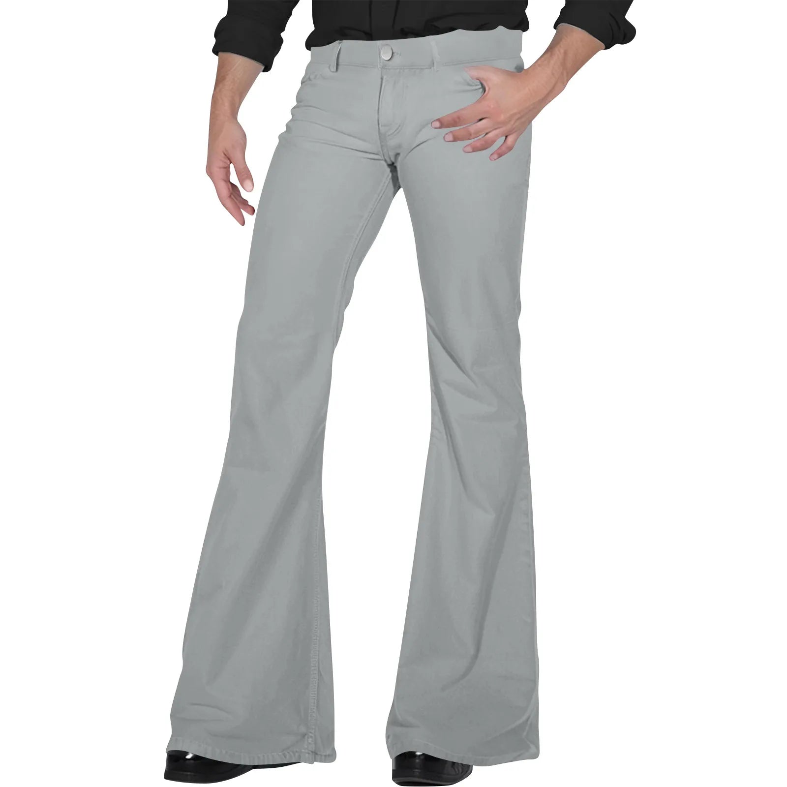 Men's fashion Retro Disco Flared Pants Loose Stretch Vintage Trousers Fit Flared Comfortable Retro Stretch Twill Men's Trousers