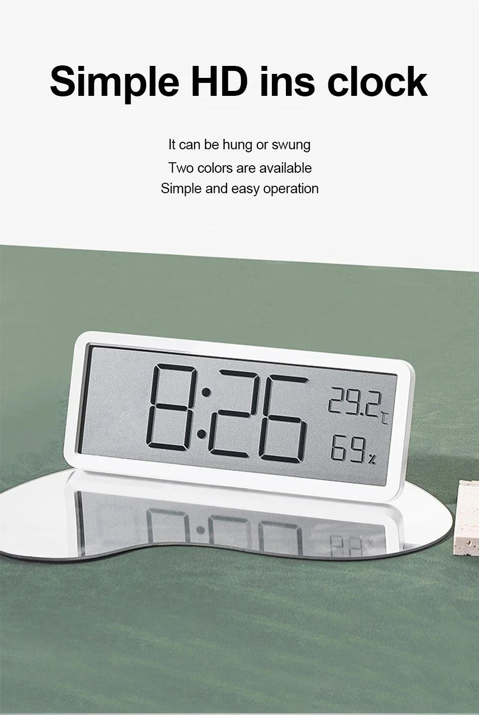 LCD Screen Digital Wall Clock Time Temperature Humidity Time Display Electronic Clock Desktop Digital Clock Battery Powered