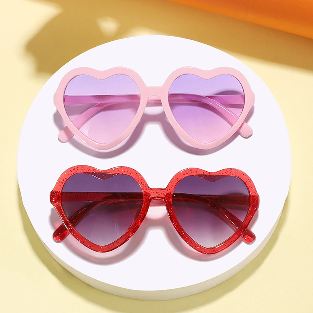 Stylish Kids Heart Sunglasses Large Frame Cute Eyewear For Boys Girls Baby Toddler 0-12 Years UV400 Protection Outdoor Shades
