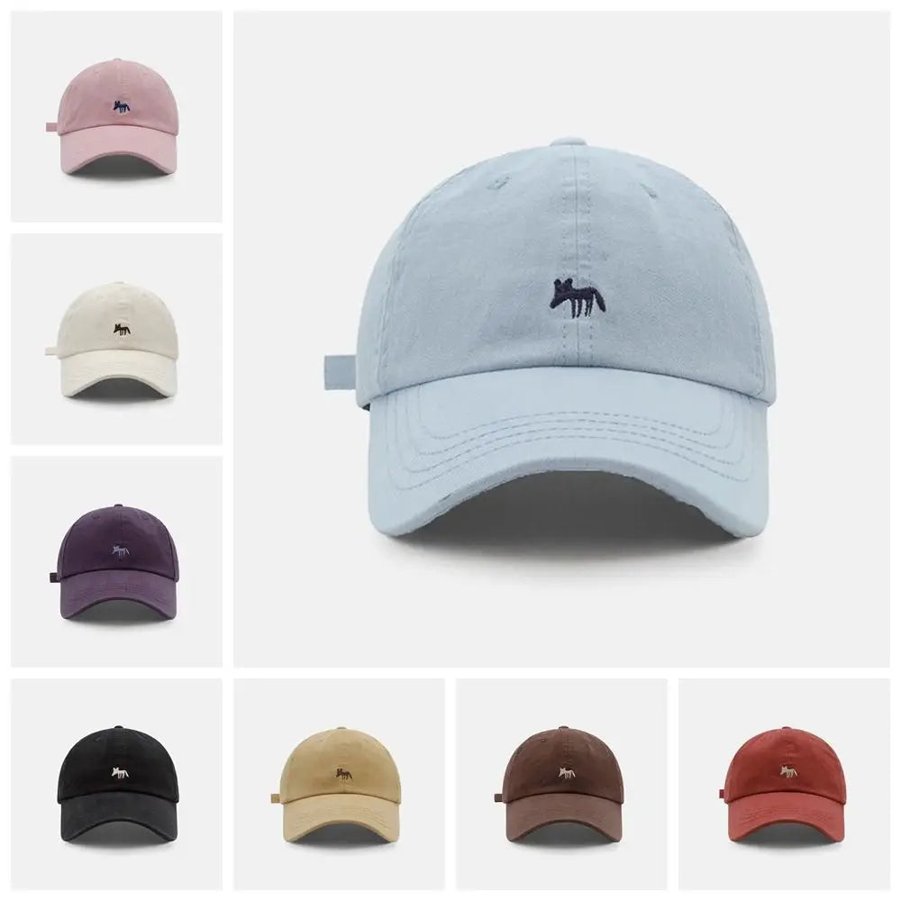 Retro Embroidered Embroidery Baseball Cap Animals Peaked Cap Canvas Baseball Hat Sunscreen Hat Cotton Sun Hat Girl