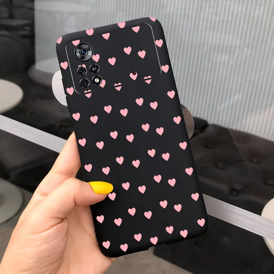 Cute Love Heart Phone Case For Xiaomi Poco X4 Pro 5G Cover Soft Silicone Matte Funda For Xiaomi Poco X4 M4 Pro 4G 5G Bumper 2022