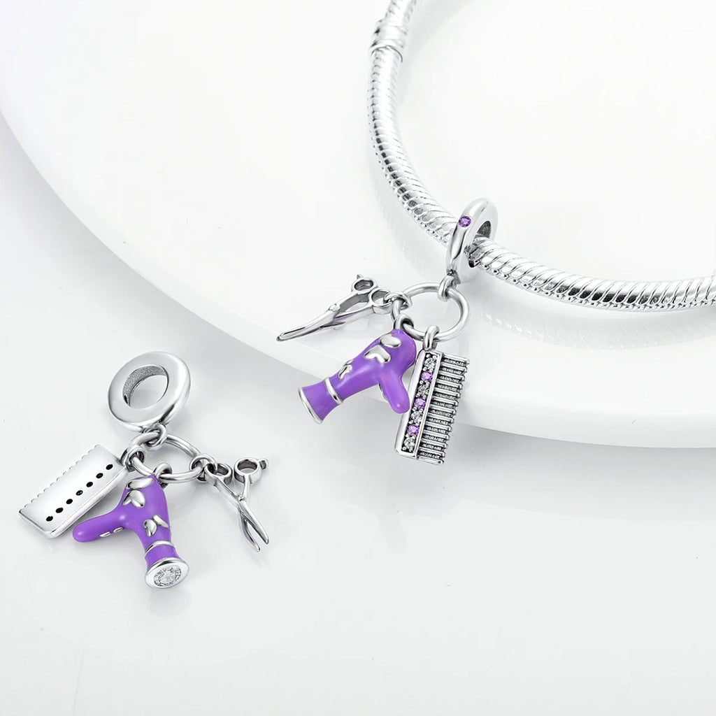 925 Silver Lipstick High Heels Charms For Lady Pendant Fit Original Bracelet DIY Ornament