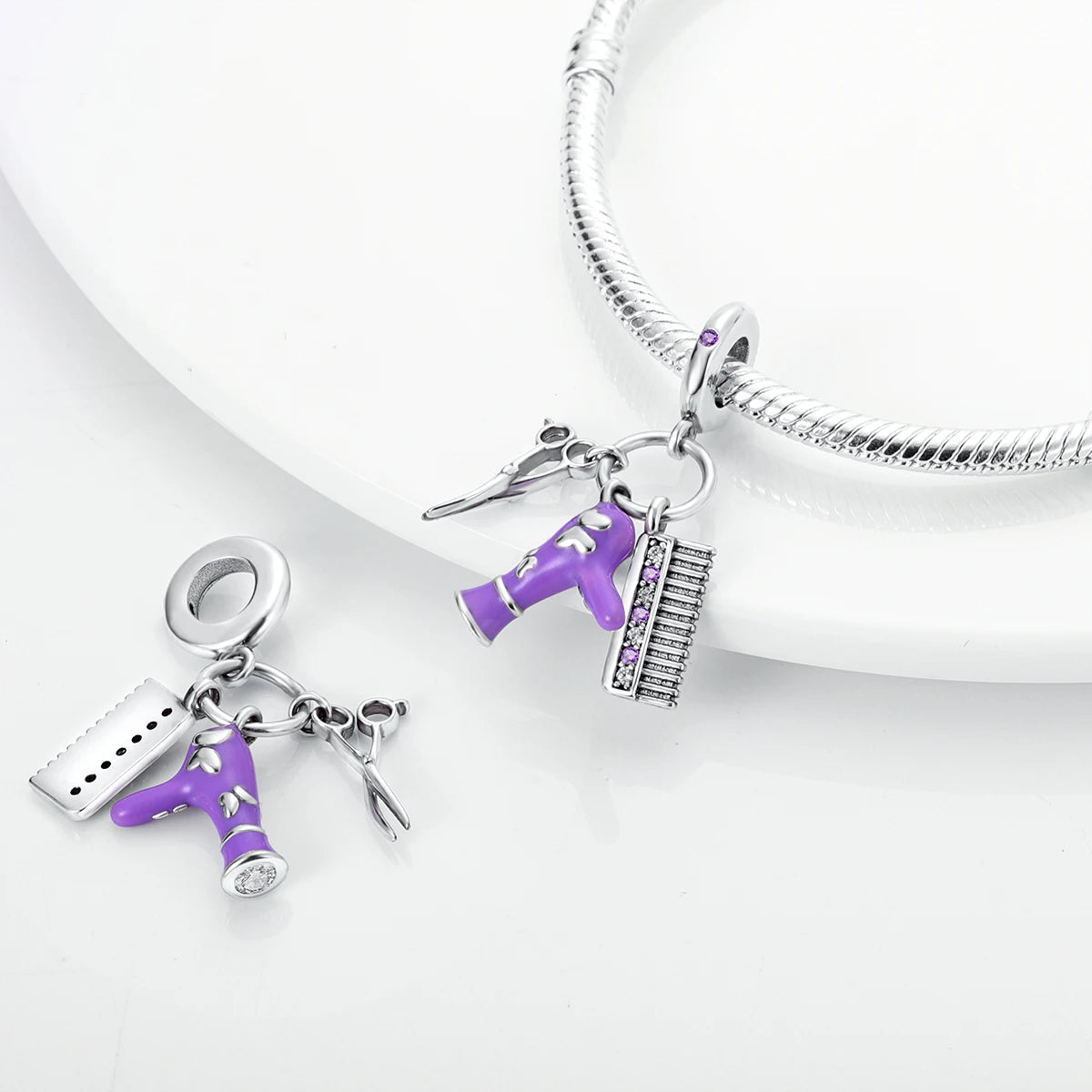 925 Silver Lipstick High Heels Charms For Lady Pendant Fit Original Bracelet DIY Ornament