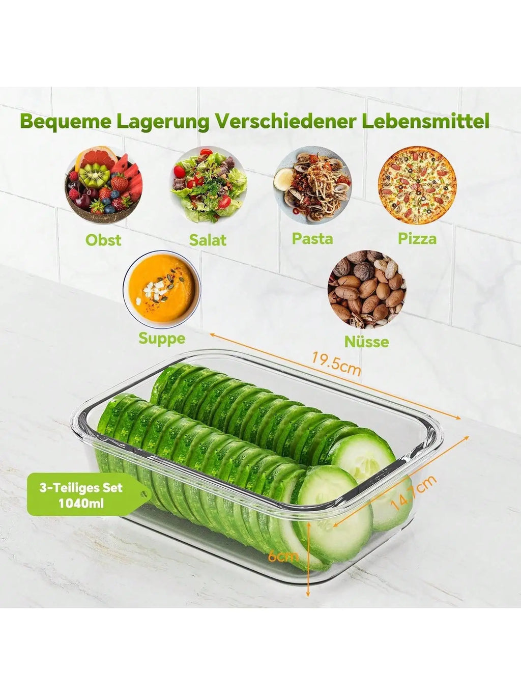 Glass Food Storage Container With Lid, For Meal Prep,Fridge And Dishwasher , Transparent For Storing Food, Salad, Fruit Etc.