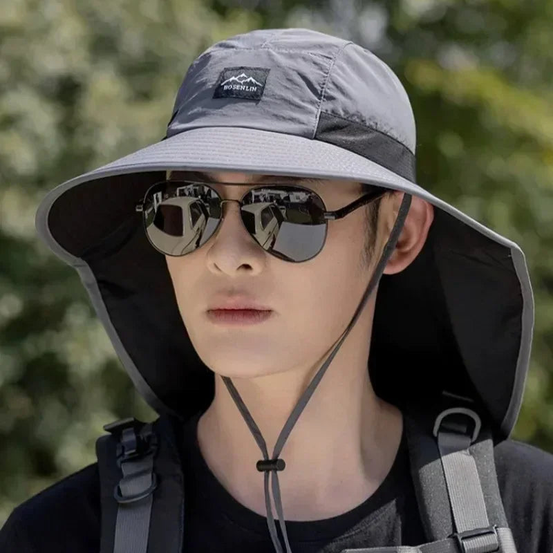Caps Summer Wide Brim Bucket Neck Protection Unisex Quick-drying Panama Sunscreen Visor Hats for Fishing Hiking Outdoor