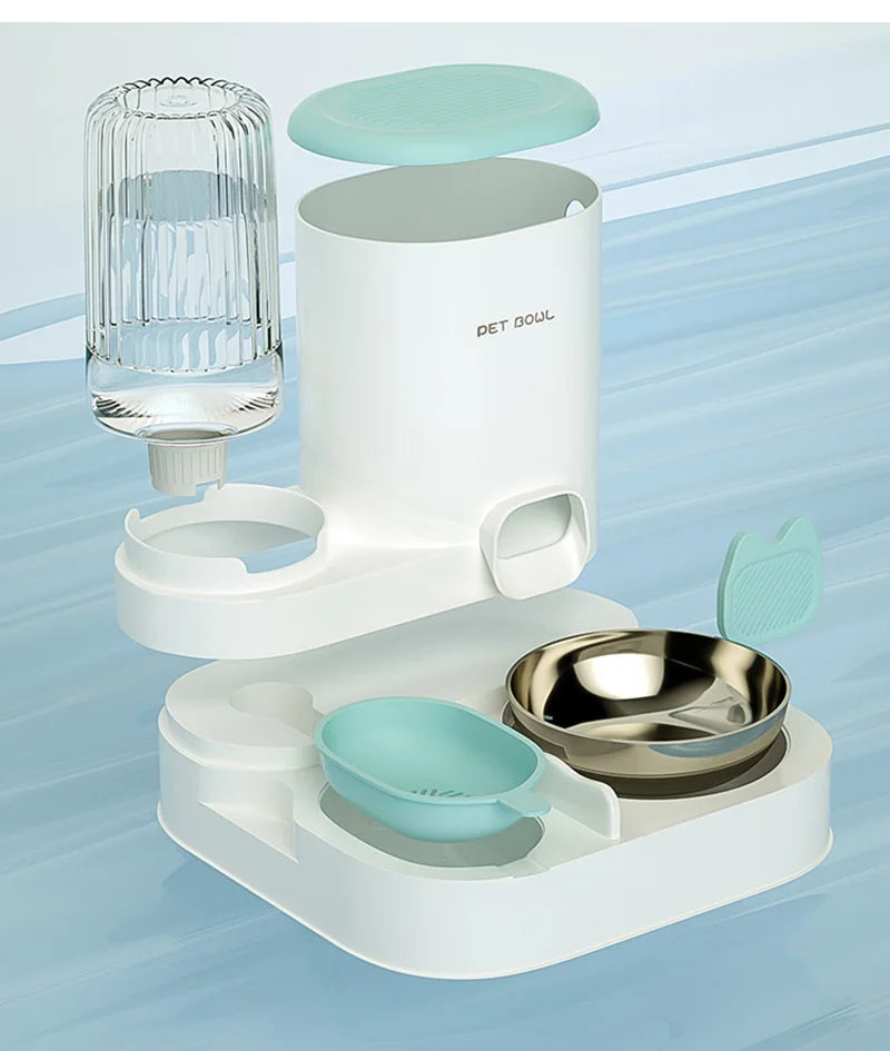 Automatic Cat Feeder Large Capacity Cat Food Bowl With Water Fountain Small Dogs Cats Dispenser Container Food Storage