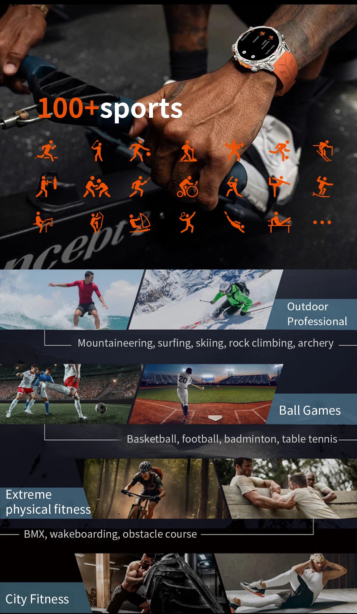 New Outdoor GPS GPT Compass Smart Watch 3ATM Waterproof Fitness Track Heart Rate BT Call Professional Sports 650mAh Smartwatch