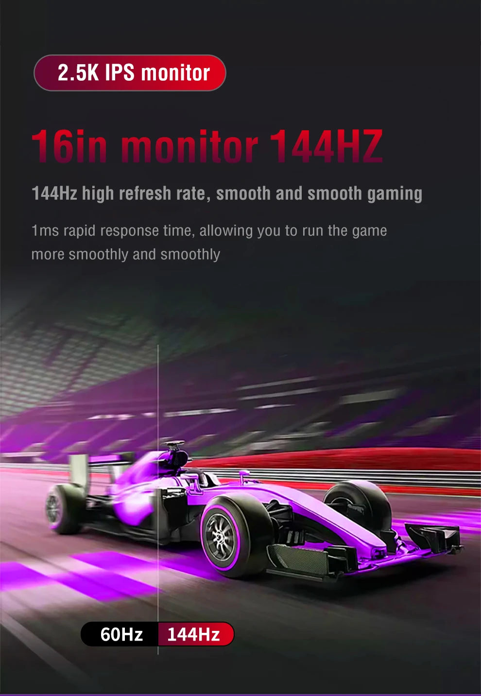 16-Inch 2.5K Portable Gaming Monitor 144Hz/120Hz 500cd/m Low Blue Light For XBox PS4 / 5 Switch Cell Phone PC Loptop Extension