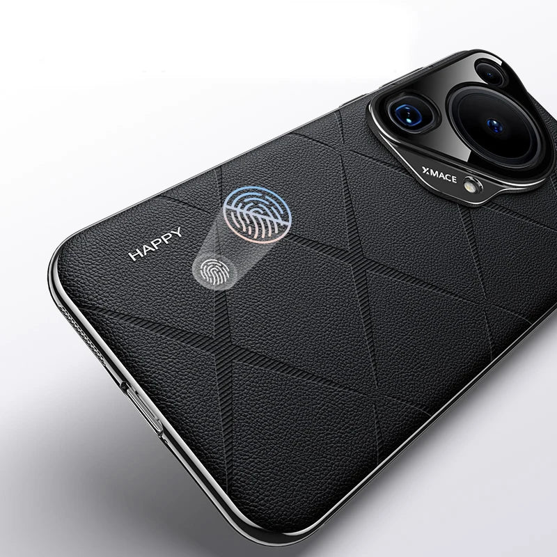 For Huawei Pura 70 Ultra Luxury Ultra-thin Plain Leather + PC Camera Protection Back Cover For Pura 70 Pro Plus