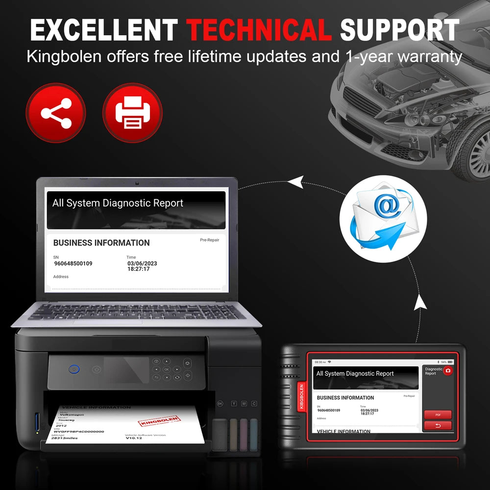 KINGBOLEN S6 OBD2 Scanner All System Car Diagnostic Tools 28 Service BMS/TPMS/ABS CANFD FCA AutoAuth Lifetime Free Update