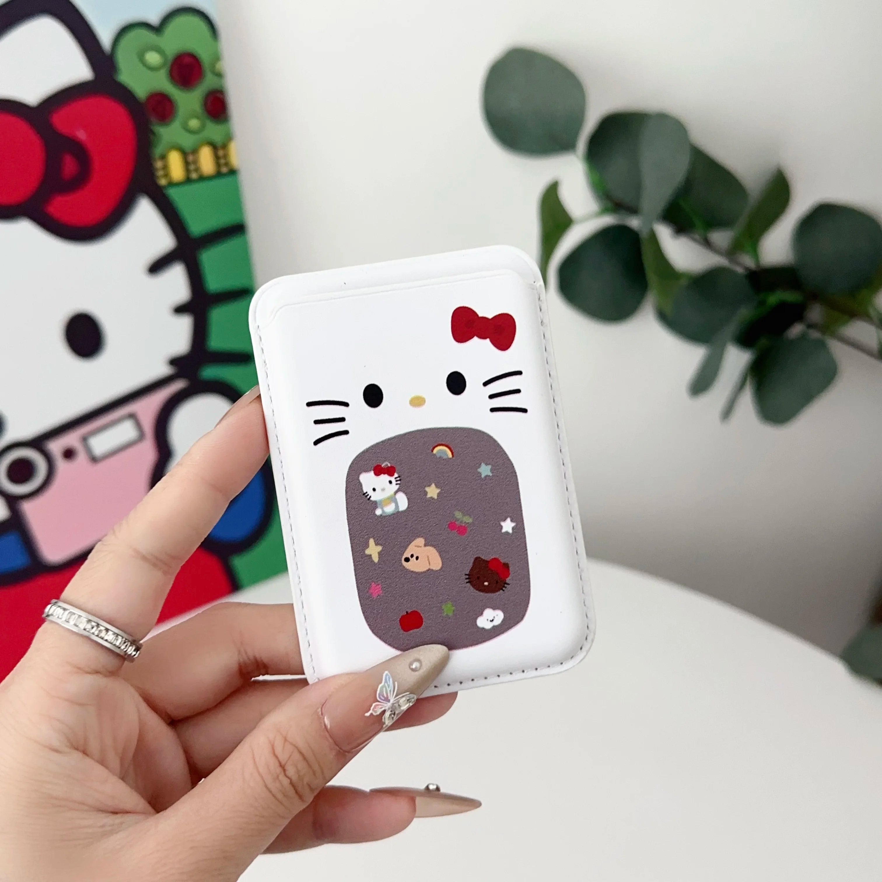 INS Korean Cute Hello Kitty for Magsafe Wallet Card Clip Case For iPhone 15 16 Pro Max 13 14 12 Magnetic Wallet Pink Girl Cover