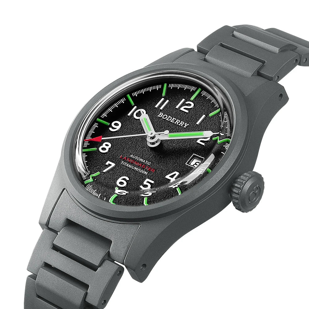 Boderry LANDMASTER Field Watches Titanium Automatic For Seiko Movement Sport 100M Waterproof Outdoor Dive Wristwatch Mens