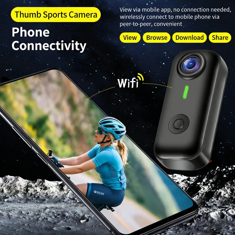 Lenovo Magnetic Sports Camera 2K Mini Thumb Camera WiFi 120° Wide Angle Smart Anti Shake For Cycling Vlog Motorcycle Helmet