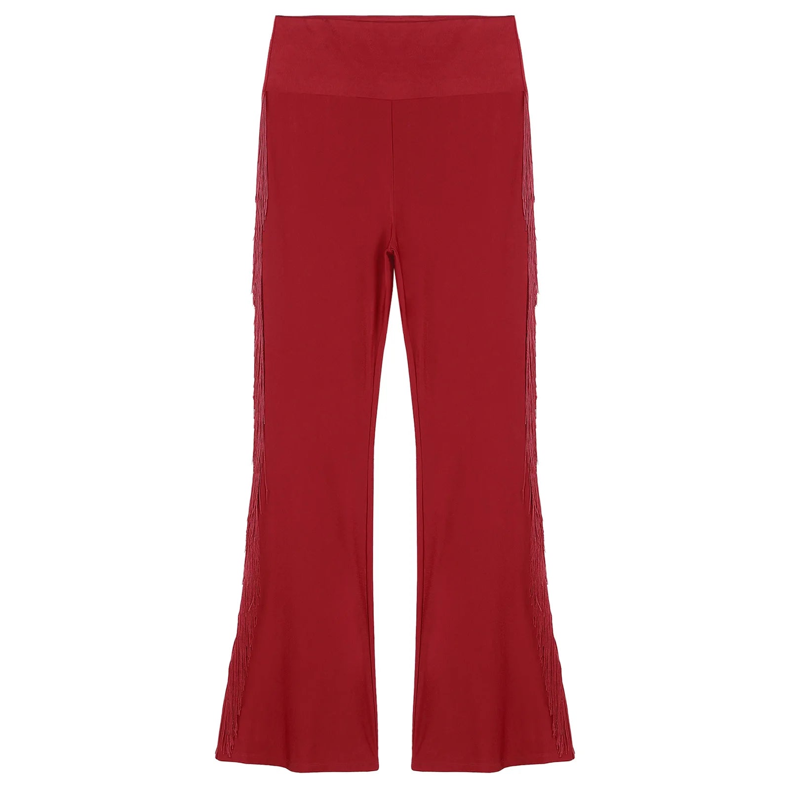 Mens Tassel Flared Pants Vintage Bell-Bottom High Waist Trousers for Jazz Latin Dance Stage Performance Club Disco Party Costume