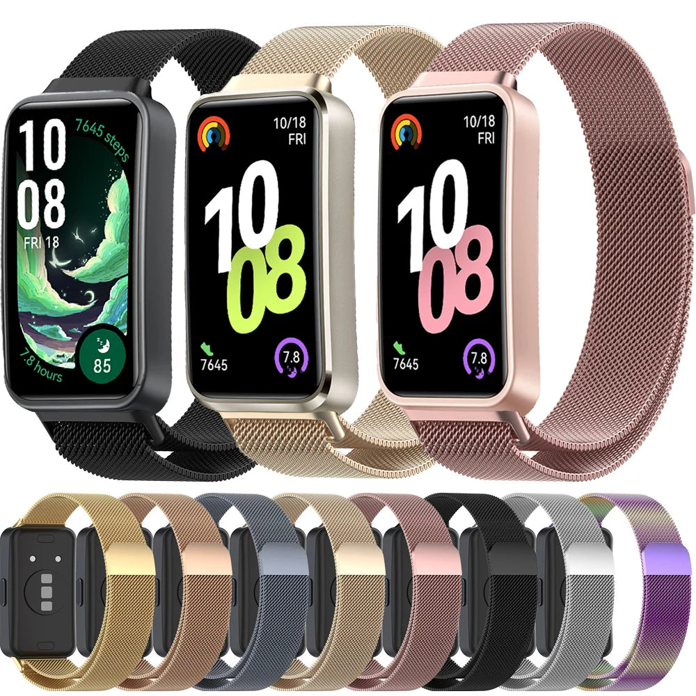 Milanese Loop Strap for Huawei Band 10 9 8 Magnetic Metal Stainless Steel Bracelet Wristband Huawei Band 11/11 Pro Accessories