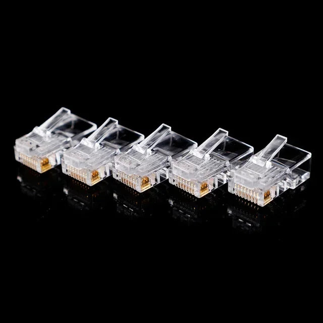 Rj45 Cat5e Connector Crystal Unshielded RJ45 Ends UTP 8Pin Modular Network Plug Connectors for Solid Stranded UTP Network Cable