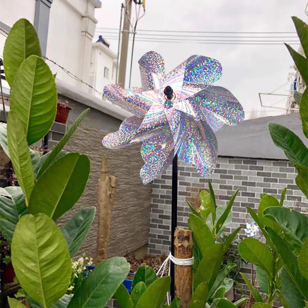 1-5pcs Bird Repeller Pinwheels Reflective Sparkly Scarecrow Pinwheel Windmill Spinner for Garden Lawn Yard Decor Keep Birds Away