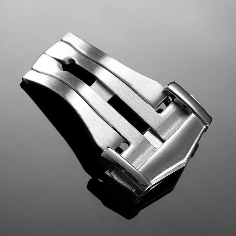 Silver Brushed Watch Buckle 18/20mm Stainless Steel Butterfly Deployment Watch Button Metal Folding Clasp Watch Button Accessory