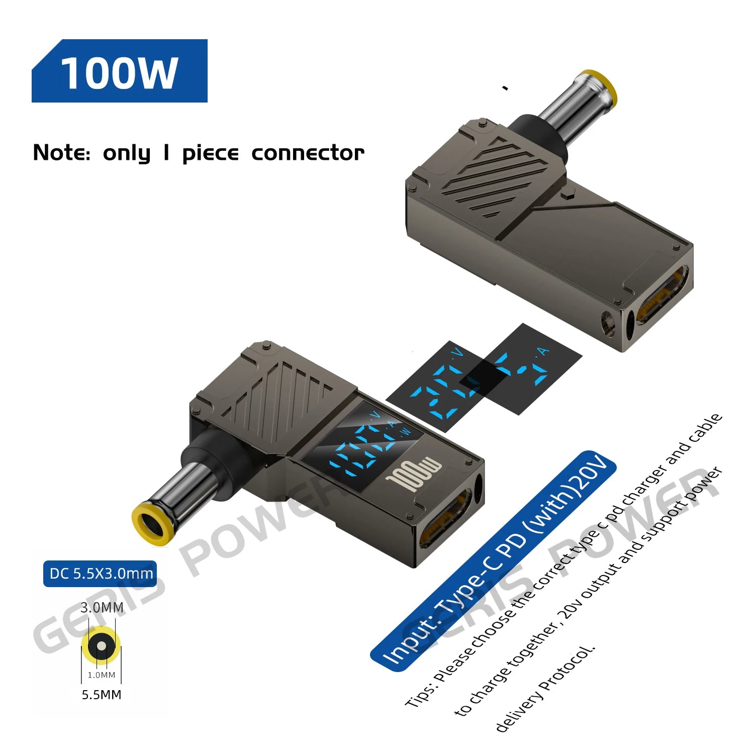 100W USB Type C Fast Charging Adapter Plug Connector Universal USB C to DC Laptop Charger Converter for Lenovo Dell Asus Hp Acer