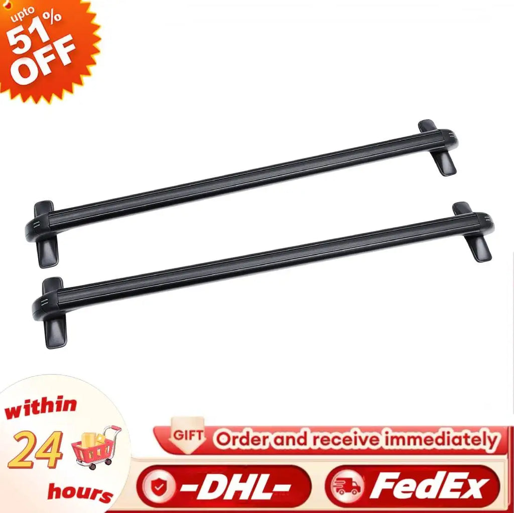 Car Top Roof Rack 2Pcs 100cm Aluminum Luggage Cross Bar Carrier with Lock for 4 or 5 Door Cars Black