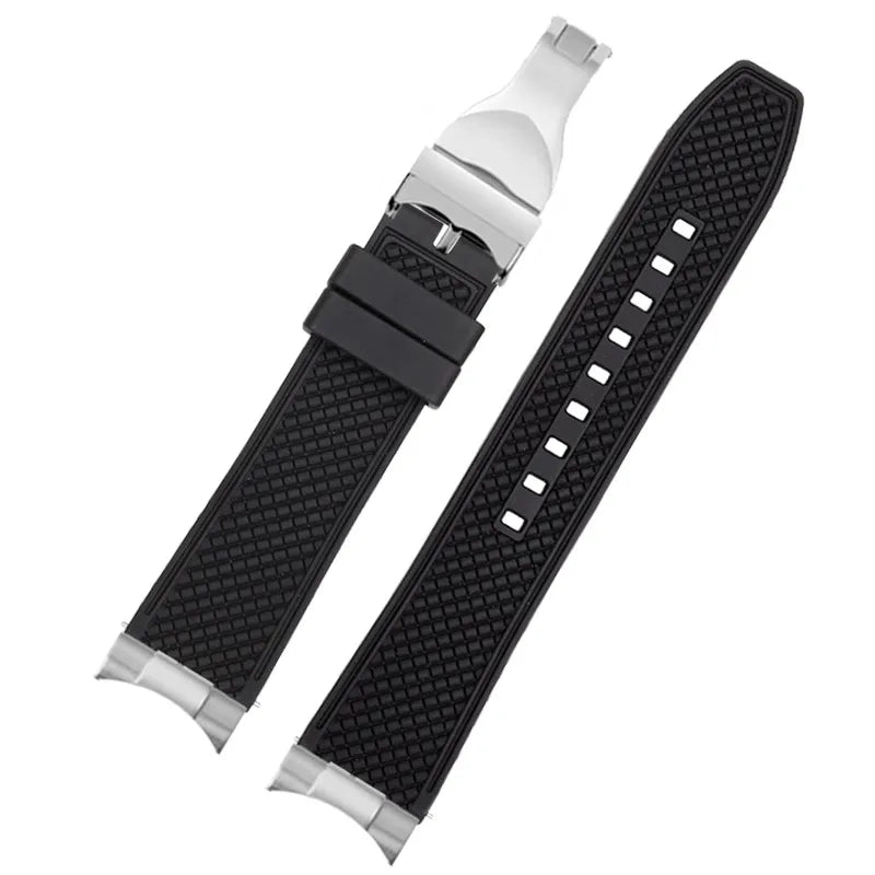 Metal End Link Curved End With Fluoro Rubber Strap 20mm Waterproof Quick Release Bracelet Fit for 39mm Tudor Black Bay GMT