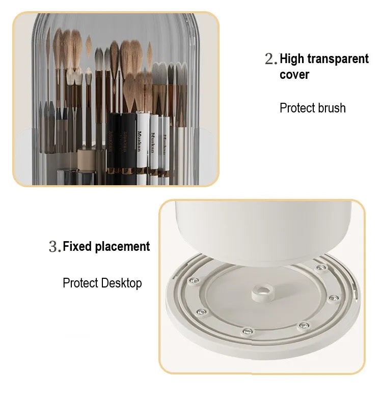 360° Rotating Make Up Organizer With Lid Luxury Cosmetic Brushes Holder Lipstick Eyebrow Pencil Holder Eye Shadow Storage Box