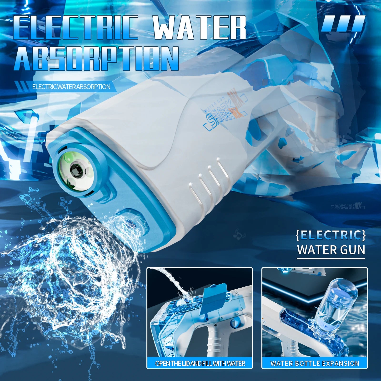 Summer High Pressure Electric Water Gun, Automatic Water For Outdoor Pool, Multiple People Fighting Games Water Toys