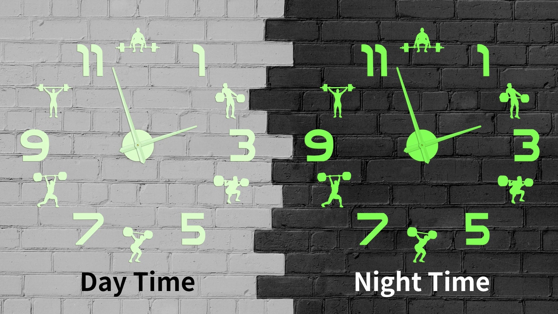 Weightlifting Fitness Room Wall Decor DIY Giant Wall Clock Mirror Effect Powerlifting Frameless Large Wall Clock GYM Wall Watch