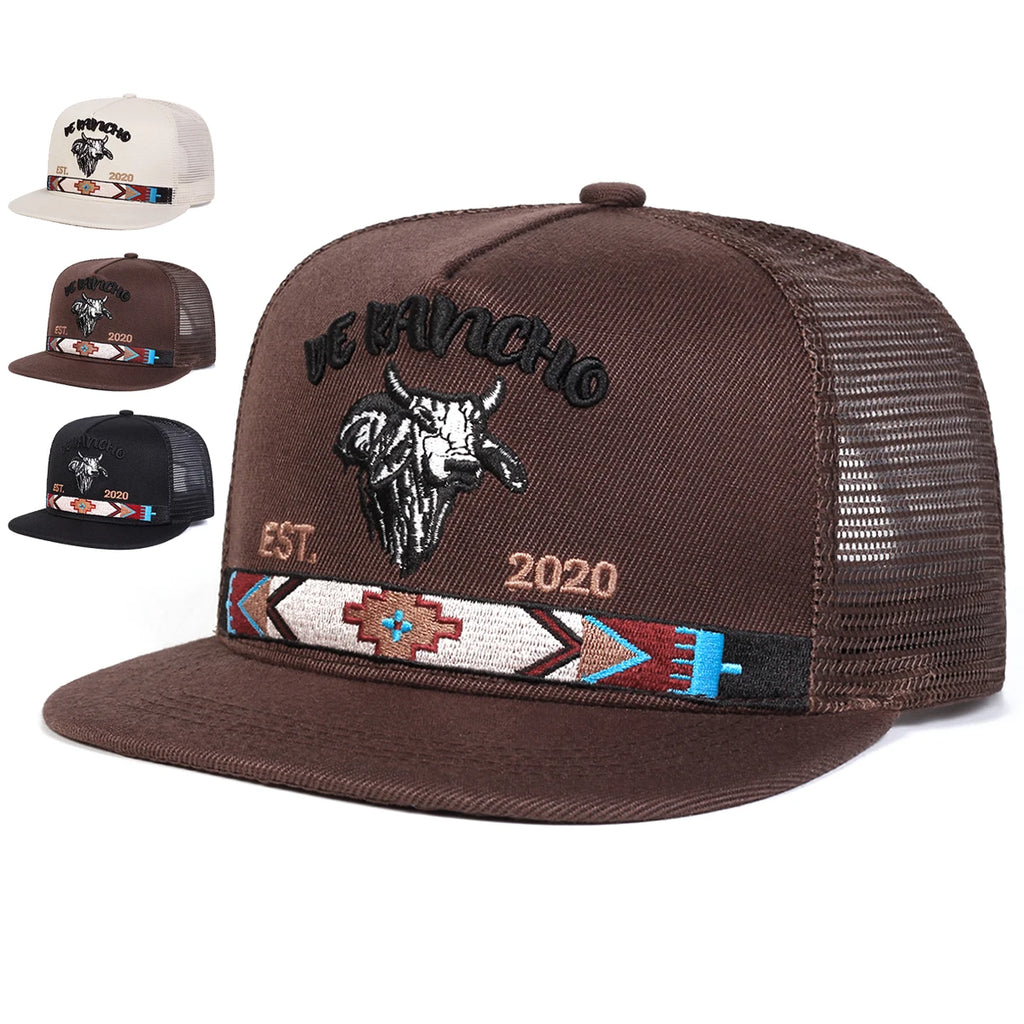 Unisex Bullhead Letter Embroidery Baseball Net Hat Spring Summer Outdoor Adjustable Casual Hip-hop Trucker Caps Sunscreen Hat