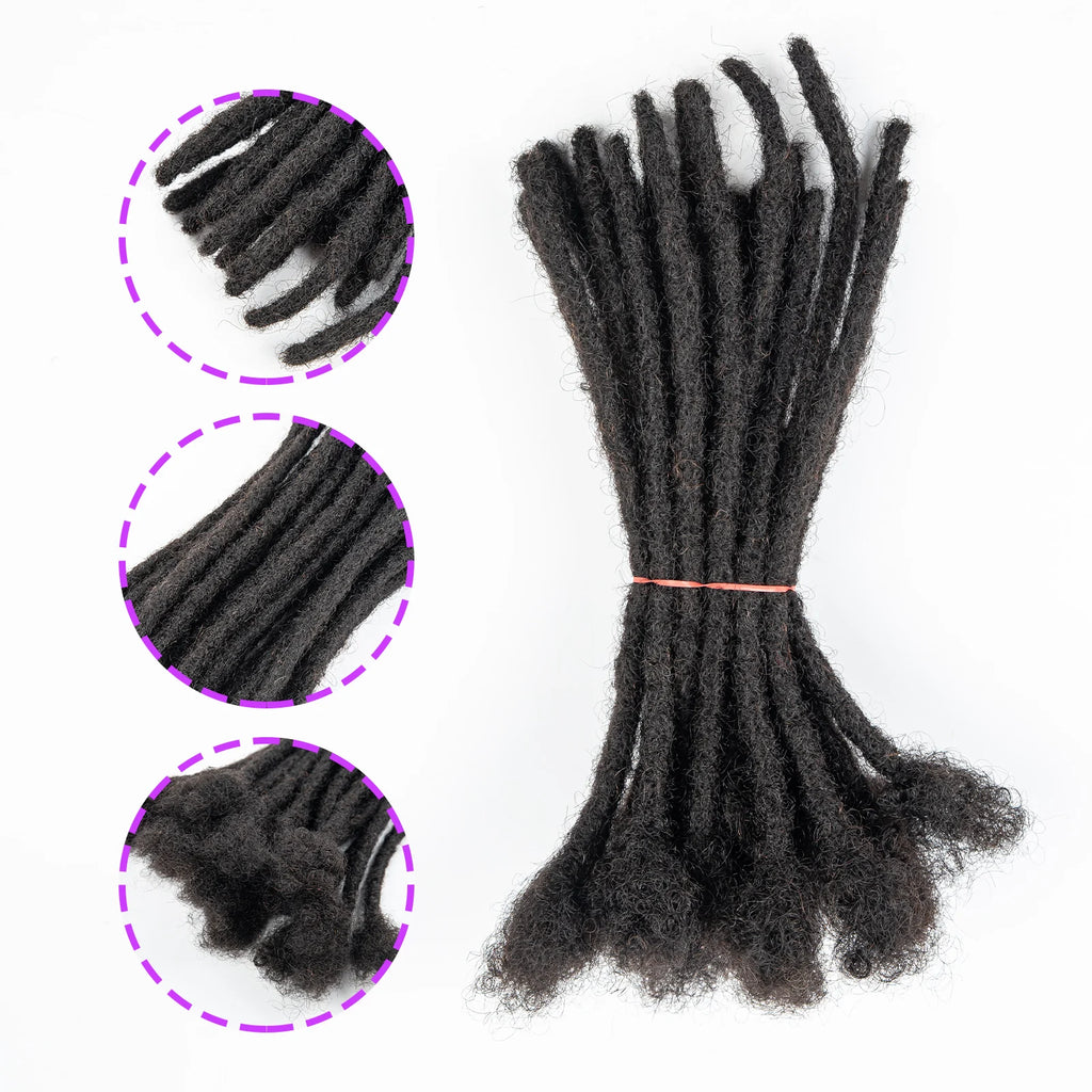 Human Hair Dreadlock Extension 0.6cm Width 4-20inch Real Human Hair Bulk Permanent Loc Extensions Wholesale for Men/Women
