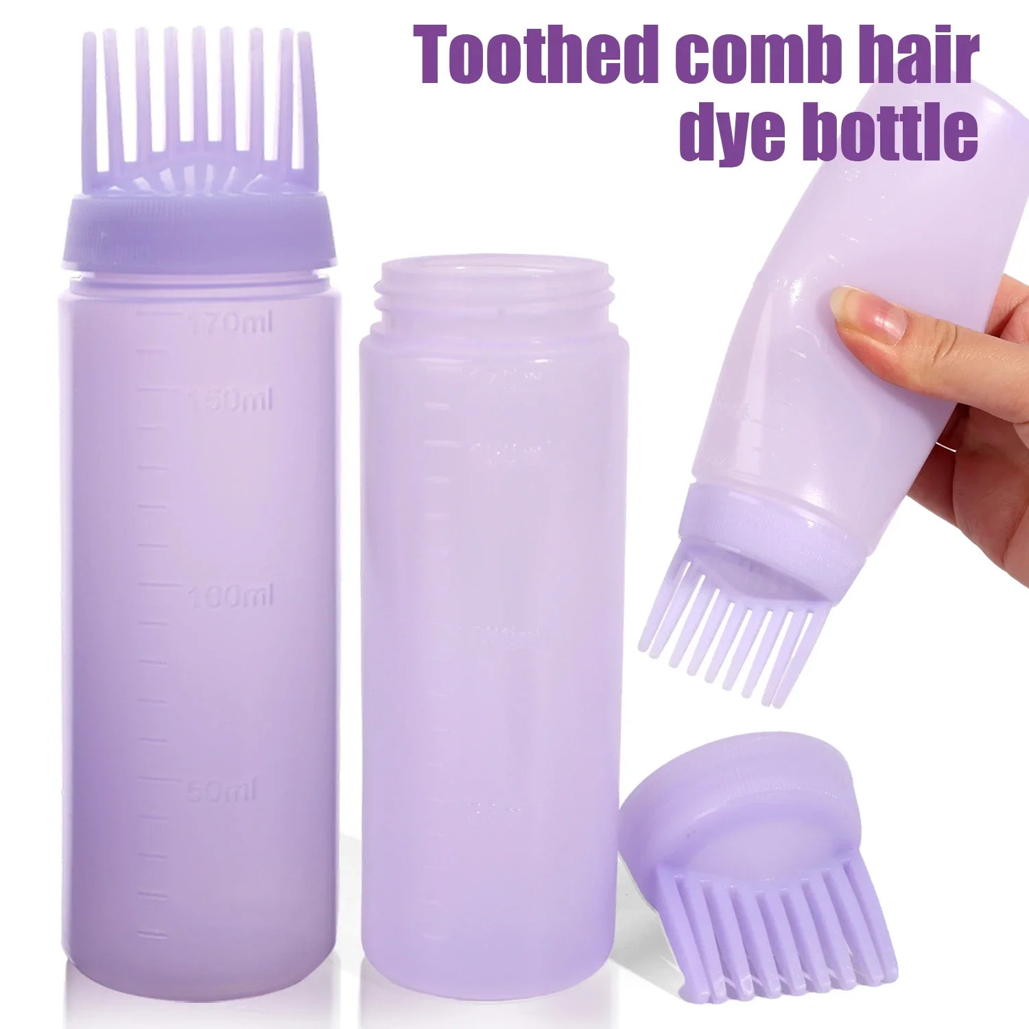Hair Dye Refillable Bottle Comb Professional Salon Hair Oil Applicator Bottles Plastic Dispensing Hairdressing Styling Tools