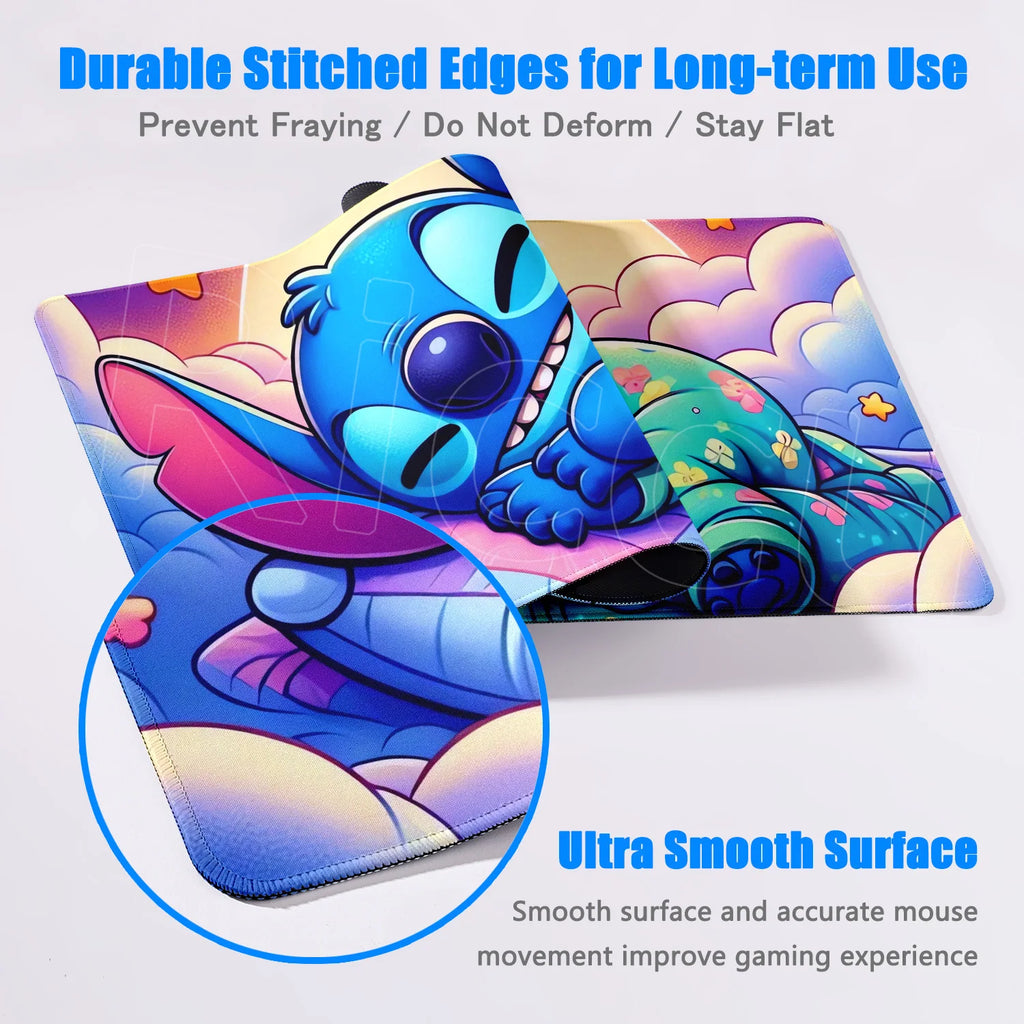 Large Gaming Mice Pad Kawaii Anime Stitch Mousepad Gamer Mausepad XXL Computer Office Speed Deskmat Keyboard Cabinet Accessories