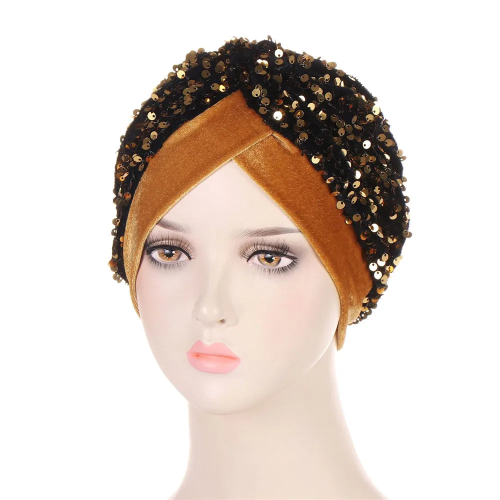 New Women Velvet Turban Hat Muslim Twist Solid Color Hijab Chemo Cap Head Wrap Headscarf Beanies Bonnet Headscarf Turbante Mujer
