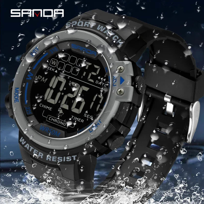 SANDA 2140 Watches Alarm Clock Chrono 5Bar Waterproof Digital Watch reloj hombre New Fashion Outdoor Sport Men Multifunction