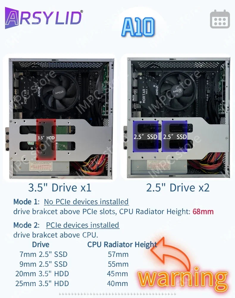 A10 7.3L M-ATX Chassis A4 HTPC Portable Half-Height Graphics Card Computer PC Support PCIe 2.5' SSD Drive Mini Flex PSU Case