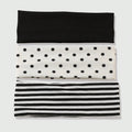 3Pcs Black & White Polka Dot Striped Elastic Headbands For Women Soft Stretchy Hair Accessory For Yoga Fitness Travel Daily Life