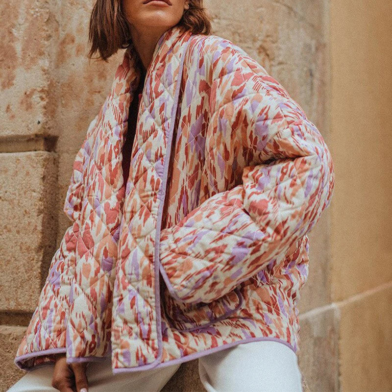 New Printed Pocket Wide Sleeved Ladies Outwear Loose Fashion Women's Double Sided Jacket 2023 Chic Casual Party Street Wear