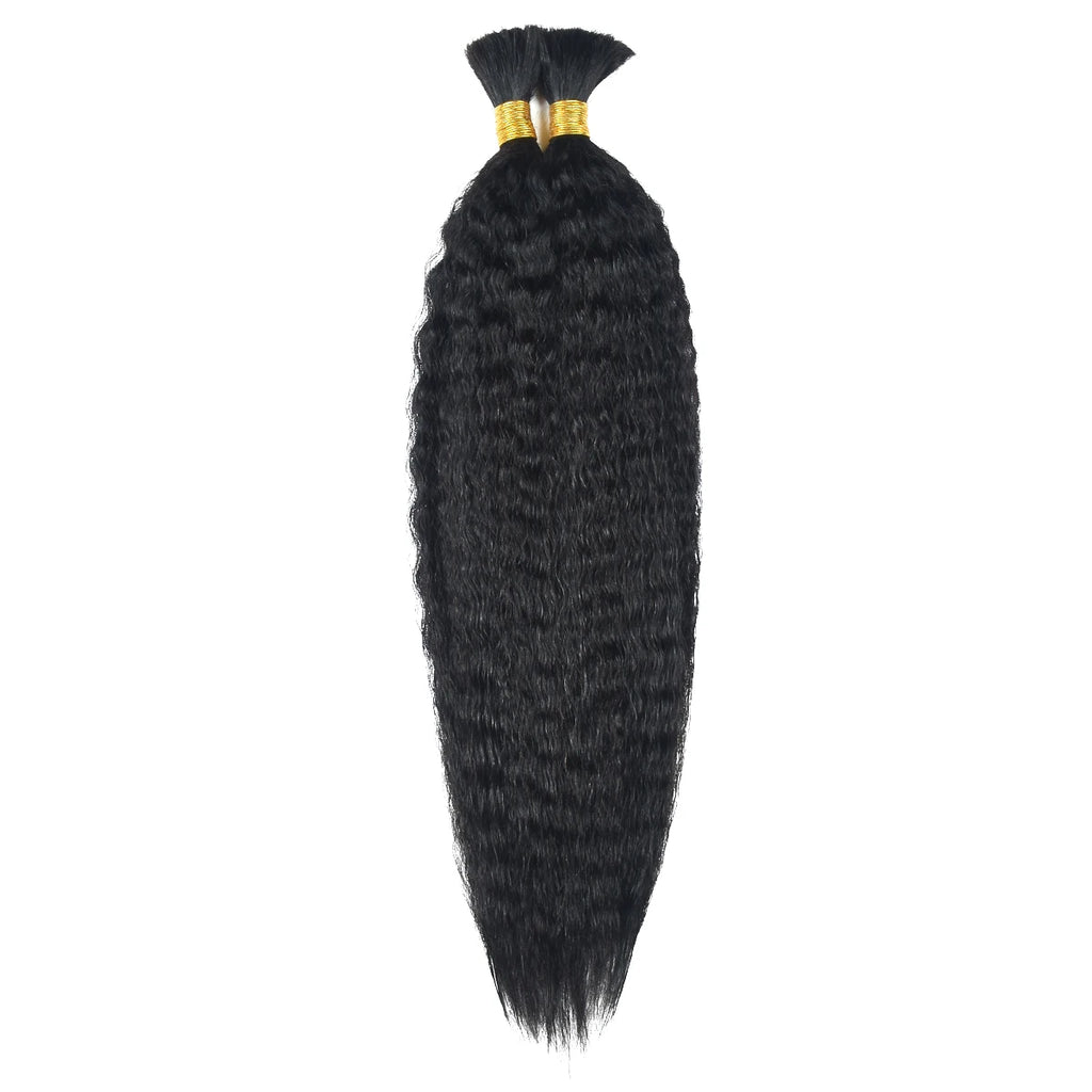2 Bundles Human Braiding Hair for Boho Braids Brazilian 100% Human Hair Kinky Straight Bulk Human Hair for Braiding 100G
