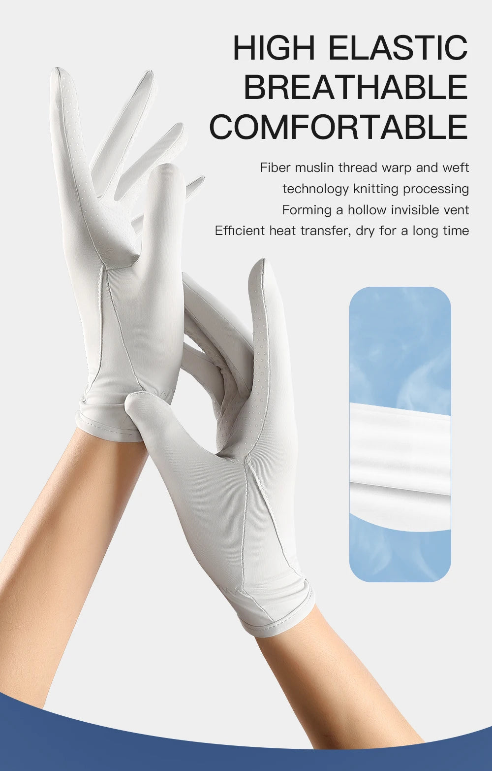 Sunscreen gloves Thin Ice Silk Women's for Women and Men Driving Electric Motorcycles Fishing UV Protection, Anti Slip,ventilate