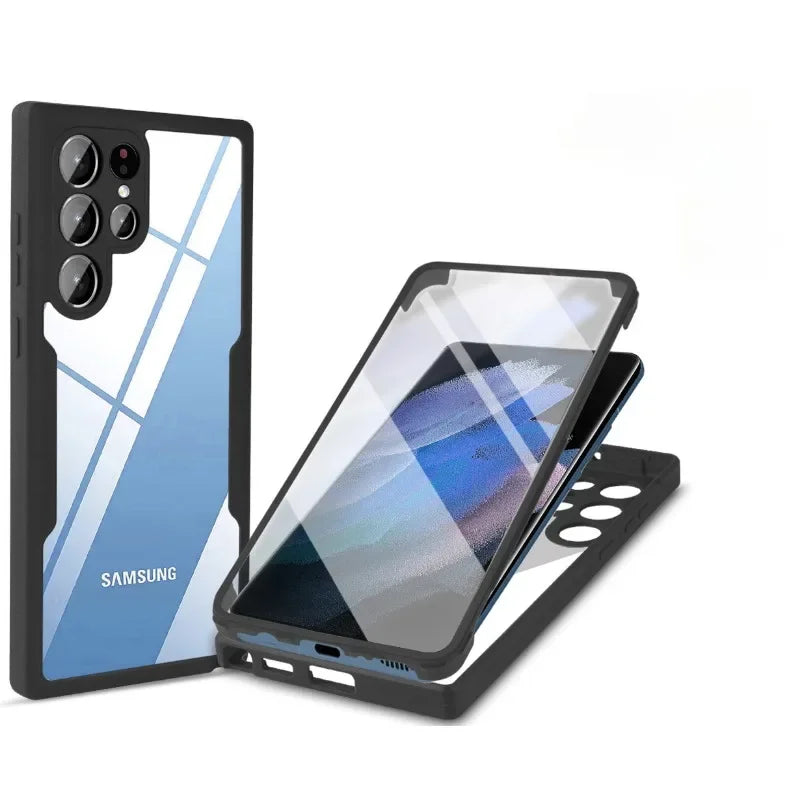 360 Clear Phone Case for Samsung Galaxy S24 S22 S25 Ultra Plus S23 FE A05S A54 A16 A06 A36 A56 A26 creen Full Protection Cover