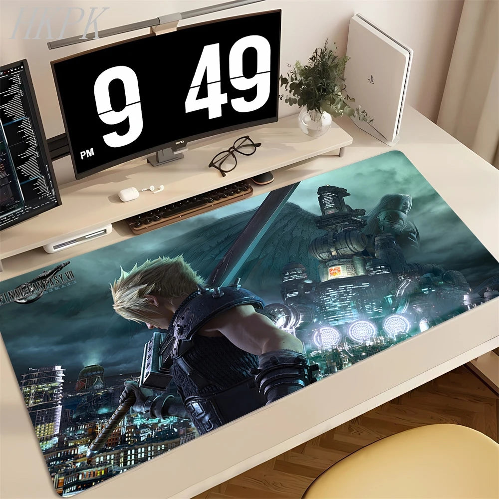 Playmat Final Fantasy Aerith Tifa Natural Rubber Deskmat Stitched Edges Mousepad Gaming Table Office Accessory Game Mouse Mats