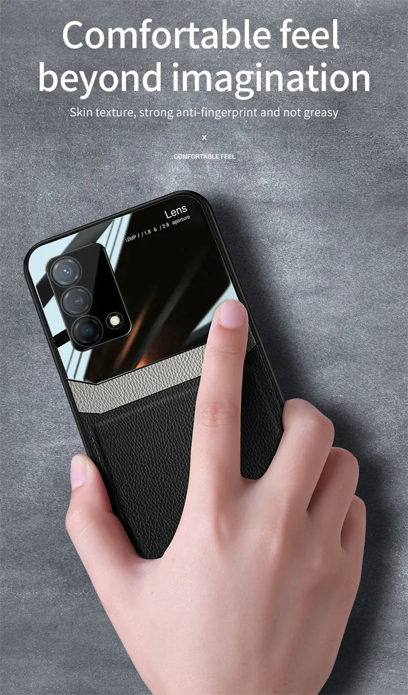 Realme GT Master RMX3363 RMX3360 Case Leather Glass Texture TPU Bumper with Plexiglass Back Cover for Realme GT Master Edition