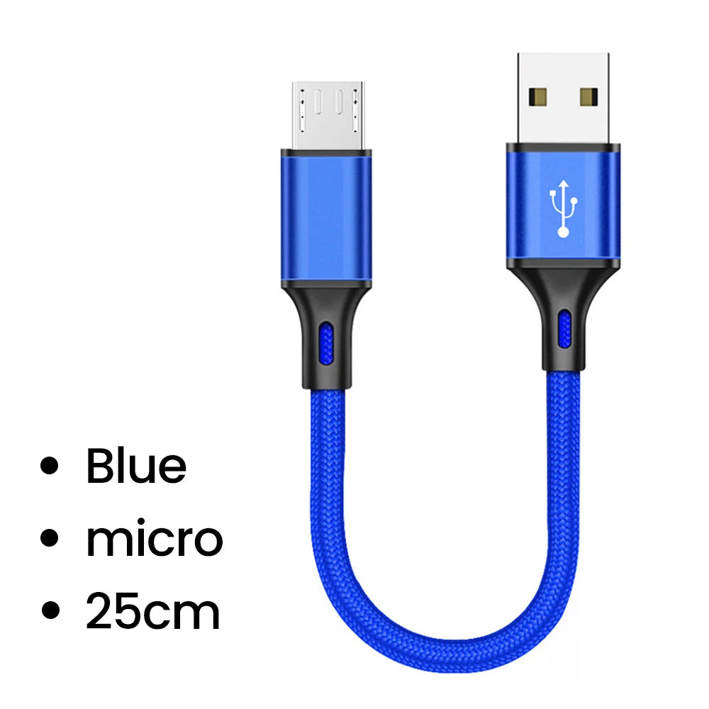 Olaf 25cm USB to Type C/Micro USB Short Charging Cable 3A USB Type C Micro Data Cable for Xiaomi Samsung Android Power Bank Cord