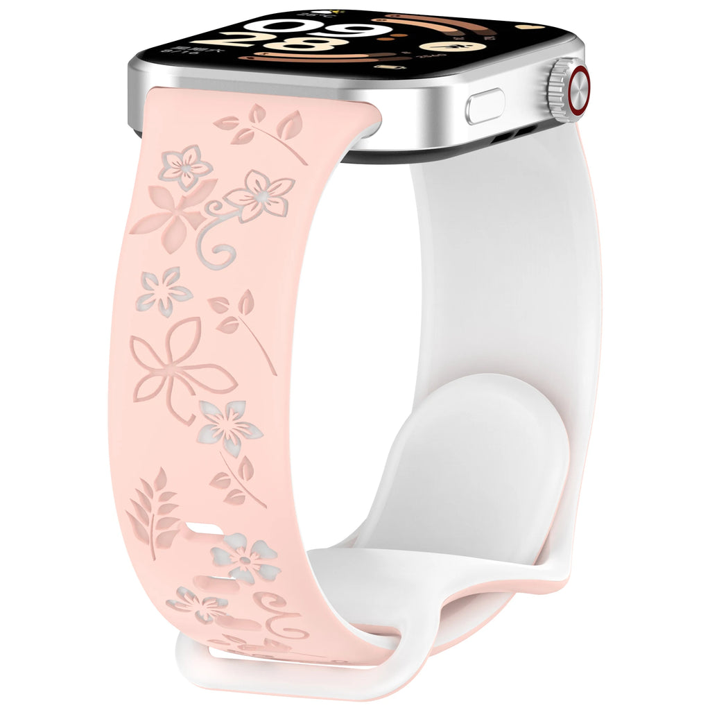 Two tone floral carved soft silicone strap for Redmi watch 4/5/6/Mi Band 8/9 PRO,suitable for Halloween,Thanksgiving, Christmas