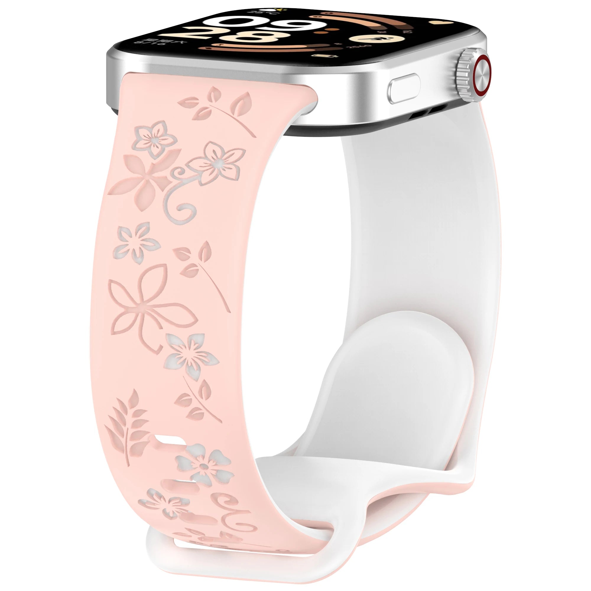 Two tone floral carved soft silicone strap for Redmi watch 4/5/6/Mi Band 8/9 PRO,suitable for Halloween,Thanksgiving, Christmas